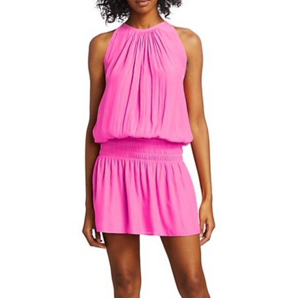 Ramy Brook Paris Sleeveless Mini Dress In Hot Pink